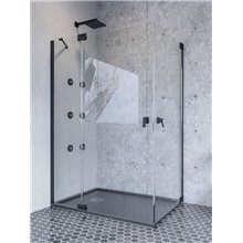 Mampara angular 2 abatibles+1fijo SHANGAI BLACK Doccia