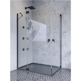 Mampara angular 2 abatibles+1fijo SHANGAI BLACK Doccia