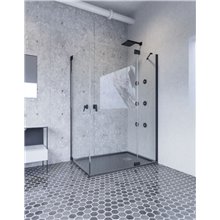 Mampara angular 2 abatibles+1fijo SHANGAI BLACK Doccia