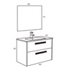Pack mueble con 2 cajones, lavabo encastrado y espejo CUT LINE Sanchis