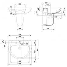 Lavabo con semipedestal Elia 60x48,5cm
