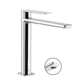 Grifo de lavabo Loft-Tres ca&ntilde;o medio cascada con maneta