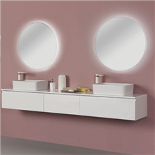 Mueble de baño modular con 2 lavabos cerámicos sobre encimera 220cm Vida Royo