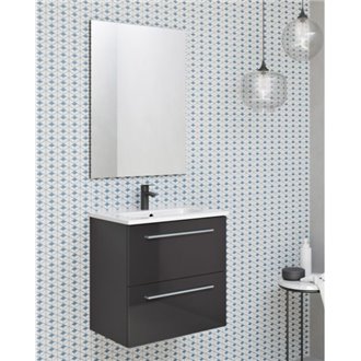 Conjunto de ba&ntilde;o mueble 2 cajones+lavabo+espejo 50cm Street Royo