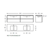 Mueble 4 cajones con lavabo de 2 senos 200cm acabado brillo Block COSMIC