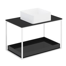 Conjunto de mueble con lavabo y encimera negra con estante 80 cm The Grid Evo Cosmic