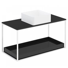Conjunto de mueble con lavabo y encimera negra con estante 100 cm The Grid Evo Cosmic