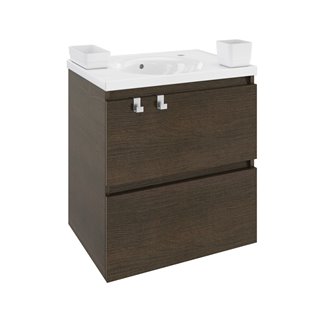 Mueble con lavabo resina 60cm Roble chocolate B-Box BATH+