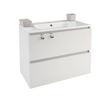 Mueble con lavabo porcelana rectangular 80cm Blanco B-Box BATH+