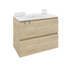 Mueble con lavabo porcelana rectangular 80cm Roble nature B-Box BATH+