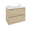 Mueble con lavabo porcelana rectangular 80cm Roble nature B-Box BATH+