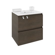 Mueble con lavabo porcelana rectangular 60cm Roble chocolate B-Box BATH+