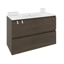 Mueble con lavabo porcelana rectangular 100cm Roble chocolate B-Box BATH+