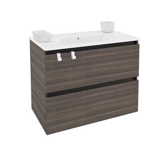 Mueble con lavabo porcelana rectangular 80cm Fresno B-Box BATH+