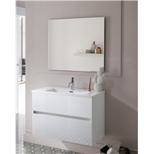 Pack mueble de baño blanco y lavabo Glass Line Sanchis