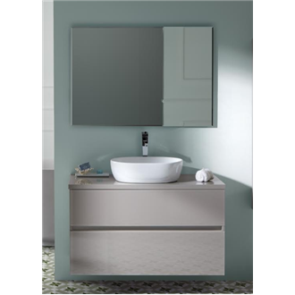 Pack mueble de ba&ntilde;o Taupe y lavabo Glass Line Sanchis