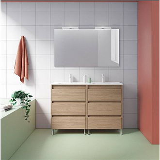 Mueble de ba&ntilde;o 6 cajones con lavabo cer&aacute;mico dos senos 120cm Sansa Royo