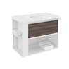 Mueble con lavabo porcelana 80cm Blanco-Fresno/Blanco B-Smart BATH+