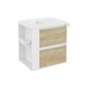 Mueble con lavabo resina 60cm Blanco-Roble nature/Blanco 2 cajones B-Smart BATH+