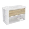 Mueble con lavabo resina 100cm Blanco-Roble nature/Blanco B-Smart BATH+