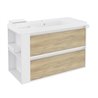 Mueble con lavabo resina 100cm Blanco-Roble nature/Blanco 2 cajones B-Smart BATH+