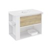 Mueble con lavabo porcelana 80cm Blanco-Roble nature/Blanco B-Smart BATH+