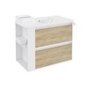 Mueble con lavabo porcelana 80cm Blanco-Roble nature/Blanco 2 cajones B-Smart BATH+