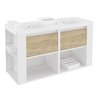 Mueble con lavabos resina 120cm Blanco-Roble nature/Blanco B-Smart BATH+