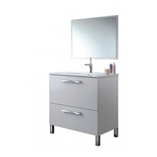 Mueble con lavabo y espejo BLANCO - IBERODEPOT