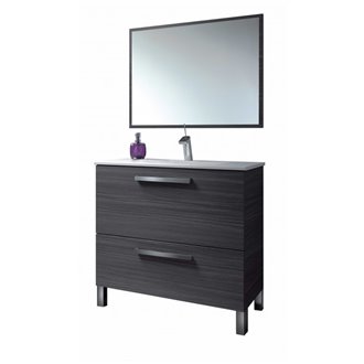 Mueble con lavabo y espejo GRIS CENIZA - IBERODEPOT