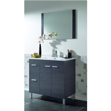 Mueble con lavabo y espejo GRIS - IBERODEPOT