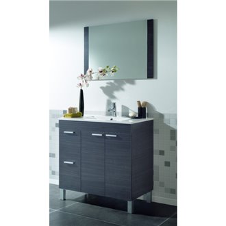 Mueble con lavabo y espejo GRIS - IBERODEPOT