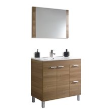 Mueble con lavabo y espejo NOGAL - IBERODEPOT