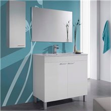 Mueble con lavabo y espejo PMMA Blanco -...