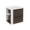 Mueble con lavabo resina 60cm Roble chocolate/Blanco 2 cajones B-Smart BATH+