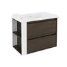 Mueble con lavabo resina 80cm Roble chocolate/Blanco 2 cajones B-Smart BATH+