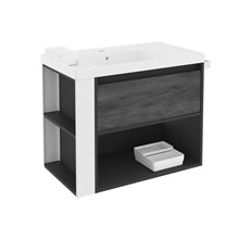 Mueble con lavabo resina 80cm Antracita-Frontal pizarra nature/Blanco B-Smart BATH+