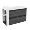Mueble con lavabo porcelana 100cm Antracita-Frontal pizarra nature/Blanco 2 cajones B-Smart BATH+
