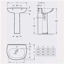 Lavabo para pedestal o semipedestal Zoom Roca