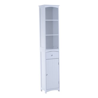 Columna de ba&ntilde;o con estantes blanca HomCom