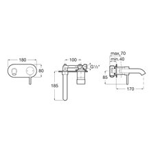 Grifo de lavabo monomando empotrable Lanta Roca sin Rocabox