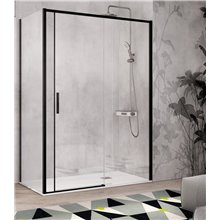Mampara angular 1 puerta corredera negra transparente Masela Kassandra