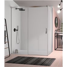Mampara angular puerta corredera Glasé plata alto brillo Bora Kassandra