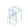 Conjunto de ba&ntilde;o mueble 2 cajones+lavabo+espejo 50cm Street Royo