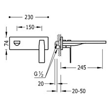 Grifería mural 24,5 cm ORO MATE SLIM-TRES