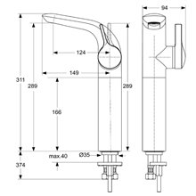 Grifo monomando lavabo 289 Melange Ideal Standard