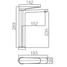 Grifo lavabo caño alto Dinamarca Imex