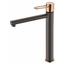 Grifo lavabo caño alto Negro Oro Rosa Milos Imex