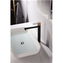 Grifo lavabo caño alto Negro Oro Rosa Milos Imex