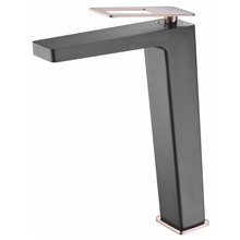 Grifo lavabo caño alto Negro Oro Rosa Suecia Imex